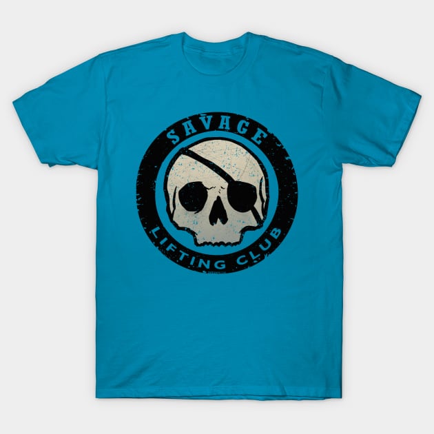 Savage Lifting Club Skull Badge T-Shirt by deezify